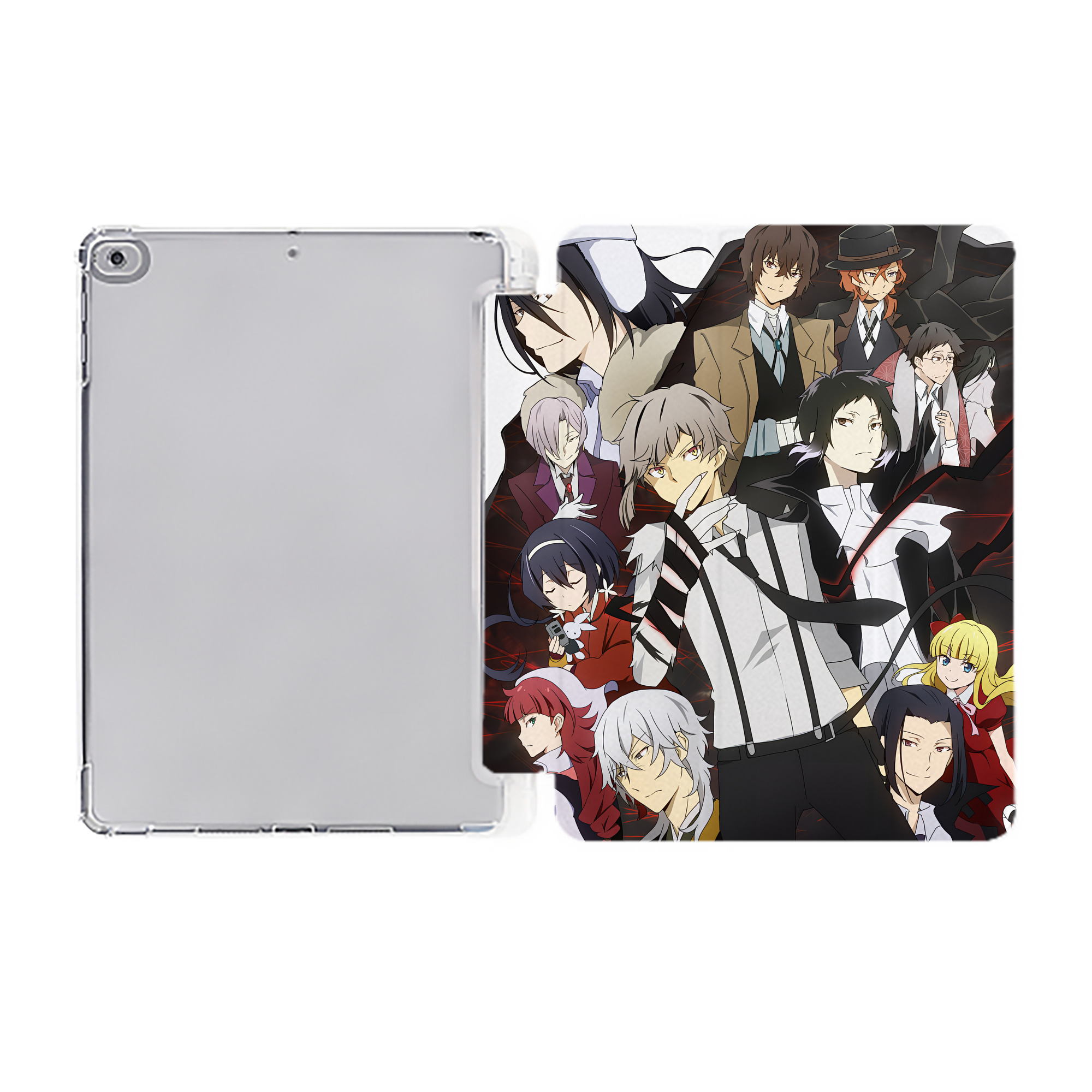 （画像用） 文豪ストレイドッグス Bungo Stray Dogs IPad ケース ペン収納付き 三つ折りスタンド PUレザー×シリコン 対応機種9.5/10.5/10.9インチ